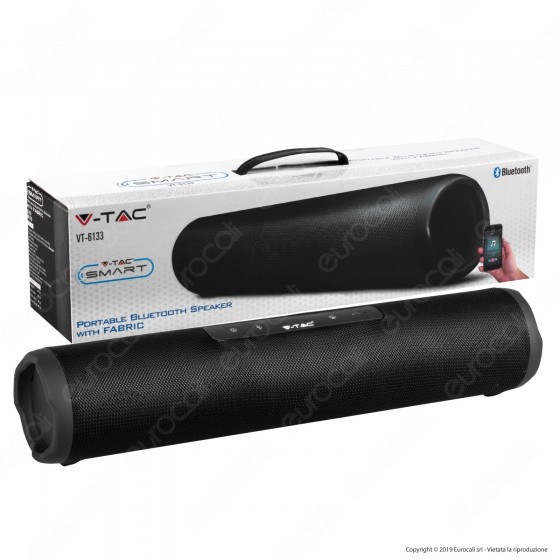 V-Tac VT-6133 Speaker Bluetooth Portatile 2x3W con Rivestimento in Stoffa e Microfono Ingresso MicroSD AUX - SKU 7726 V-Tac VT-6133 Speaker Bluetooth Portatile 2x3W con Rivestimento in Stoffa e Microfono Ingresso MicroSD AUX - SKU 7726