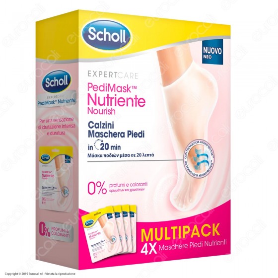 Scholl Pedimask Maschera Piedi Nutriente con 0% Profumi e Coloranti - 4 Paia di Calzini Idratanti Scholl Pedimask Maschera Piedi Nutriente con 0% Profumi e Coloranti - 4 Paia di Calzini Idratanti