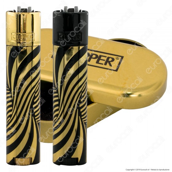 Clipper Metal Flint in Metallo Fantasia Metal Psychedelic Gold - 1 Accendino Clipper Metal Flint in Metallo Fantasia Metal Psychedelic Gold - 1 Accendino