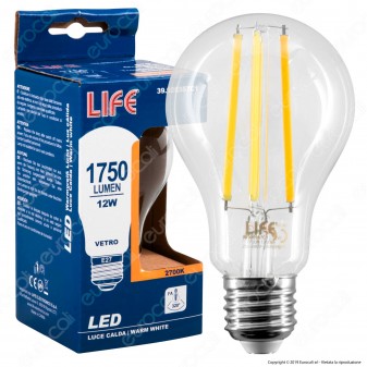 Life Lampadina LED E27 12W Bulb A70 Filamento - mod. 39.920357C1 /