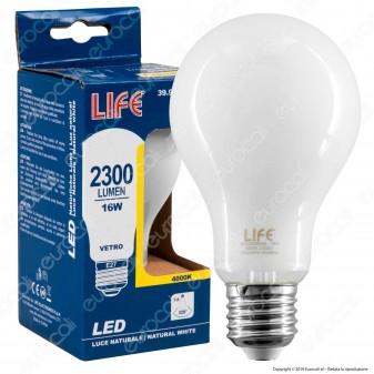 Life Lampadina LED E27 16W Bulb A70 Milky Filamento - mod.