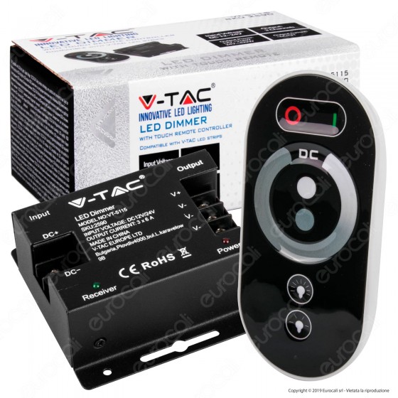 V-Tac VT-5115 Controller Dimmer per Strisce LED con Telecomando 3x A - SKU 2590 V-Tac VT-5115 Controller Dimmer per Strisce LED con Telecomando 3x A - SKU 2590