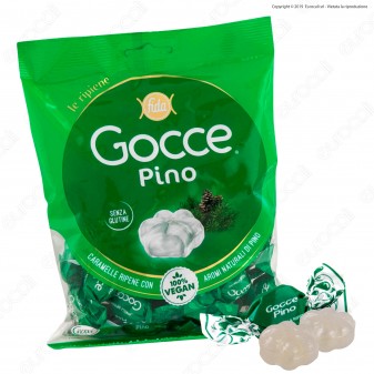 Caramelle Dure Gocce con Ripieno al Pino Senza Glutine 100% Vegane -