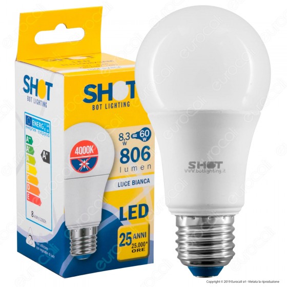 Lampadina LED E27 Bot Lighting Shot 8,3W Bulb A60 No Zanzare