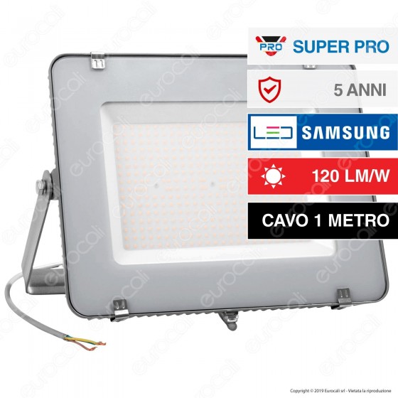 V-Tac PRO VT-206 Faro LED SMD 200W High Lumens Ultrasottile Chip Samsung da Esterno Colore Grigio - SKU 789 / 790