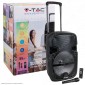 V-Tac Audio VT-6212 Soundor 12 Trolley Cassa Attiva 35W con Bluetooth Karaoke LED RGB Telecomando e Microfono - SKU 7736