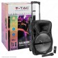 V-Tac Audio VT-6312 Soundor 12 Trolley Cassa Attiva 35W con Bluetooth Karaoke LED RGB Telecomando e Microfono - SKU 7737