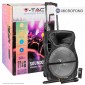 V-Tac Audio VT-6315 Soundor 15 Trolley Cassa Attiva 50W con Bluetooth Karaoke LED RGB Telecomando e Microfoni - SKU 7738