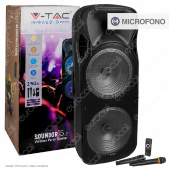 V-Tac Audio VT-6215-2 Soundor 15x2 Cassa Attiva 150W
