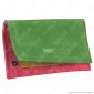 Il Morello Classic Portatabacco in Vera Pelle Jamaica Verde Gialla e Tessuto Jeans Rosso