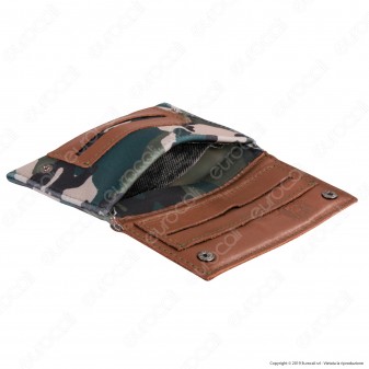 Il Morello Classic Portatabacco in Vera Pelle Marrone Cuoio e Neoprene Mimetico