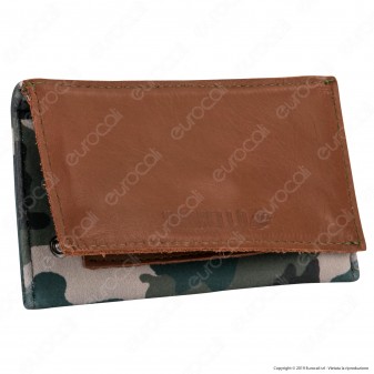Il Morello Classic Portatabacco in Vera Pelle Marrone Cuoio e Neoprene Mimetico