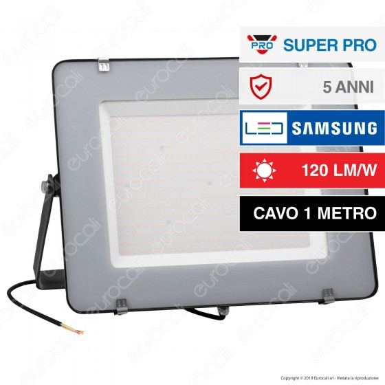 V-Tac PRO VT-306 Faro LED SMD 300W High Lumens Ultrasottile Chip Samsung da Esterno Colore Nero - SKU 791 / 792