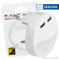 V-Tac VT-84 Punto Luce LED Rotondo Chip Samsung con Sensore Crepuscolare e 2 Porte USB - SKU 505 / 506