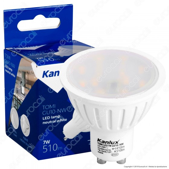 Kanlux TOMI Lampadina LED GU10 7W Faretto Spotlight 120° - mod.22821 Kanlux TOMI Lampadina LED GU10 7W Faretto Spotlight 120° - mod.22821