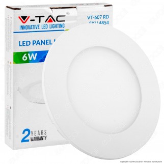 V-Tac VT-607 RD Pannello LED Rotondo 6W SMD da Incasso con Driver -