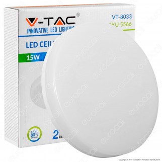 V-Tac VT-8033 Plafoniera LED 15W Forma Circolare Colore Bianco - SKU