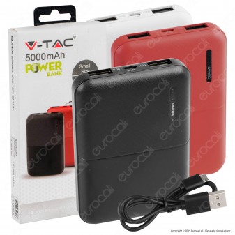 V-Tac VT-3517 Power Bank Portatile 5000 mAh 2 Uscite USB 2A - SKU 8892 / 8893 / 8894