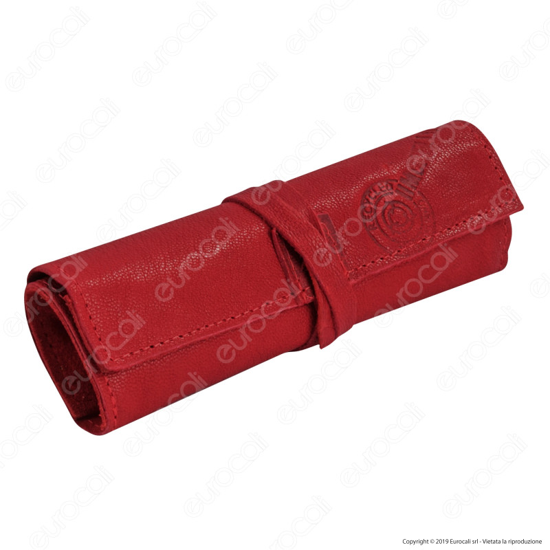 Il Morello Large Portatabacco in Vera Pelle Fucsia e Arancione