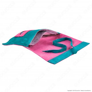 Il Morello Large Portatabacco in Vera Pelle Fucsia e Turchese
