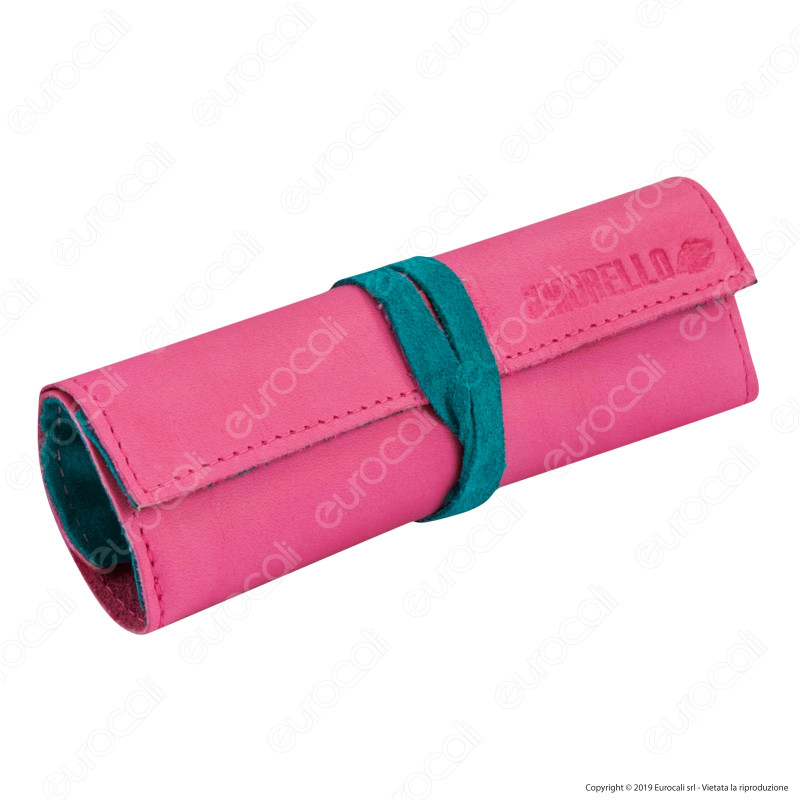 Il Morello Large Portatabacco in Vera Pelle Fucsia e Turchese Il Morello Large Portatabacco in Vera Pelle Fucsia e Turchese