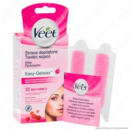 Veet Strisce Depilatorie Viso Easy Gelwax Technology per Pelli