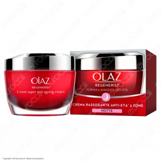 Olaz Regenerist Crema Viso Anti-Età Rassodante 3 Zone Antirughe Idratante Crema Notte - Confezione 50 ml