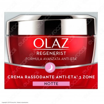 Olaz Regenerist Crema Viso Anti-Età Rassodante 3 Zone Antirughe Idratante Crema Notte - Confezione 50 ml