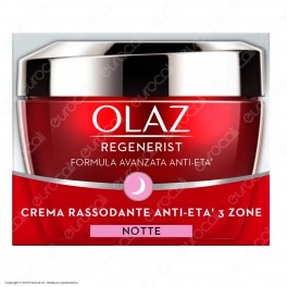 Olaz Regenerist Crema Viso Anti-Età Rassodante 3 Zone Antirughe Idratante Crema Notte - Confezione 50 ml