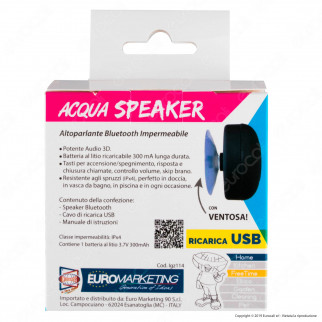 Kit 2 AcquaSpeaker Intergross Cassa Altoparlante Bluetooth Impermeabile IPX4