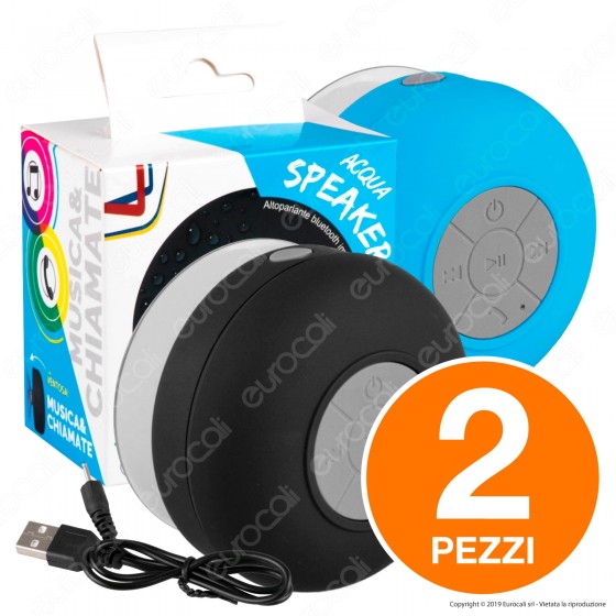 Kit 2 AcquaSpeaker Intergross Cassa Altoparlante Bluetooth Impermeabile IPX4 Kit 2 AcquaSpeaker Intergross Cassa Altoparlante Bluetooth Impermeabile IPX4