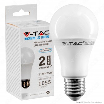 V-Tac VT-2211 Lampadina LED E27 11W Bulb A60 con Sensore di Movimento