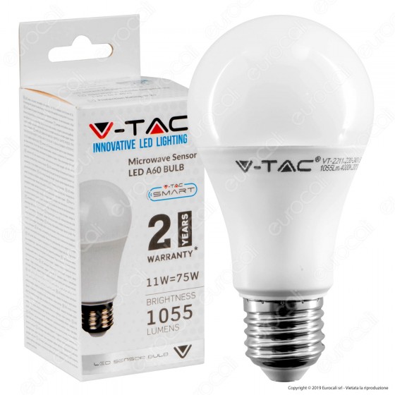 Lampadina LED E27 11W Bulb A60 con Sensore di Movimento Life