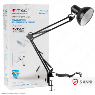 V-TAC VT-7513 Lampada da Tavolo Orientabile con Portalampada per Lampadine E27