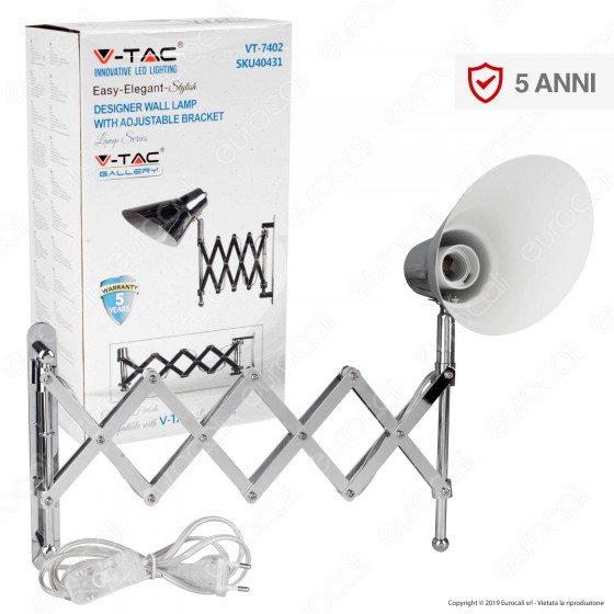 V-Tac VT-7402 Lampada da Muro con Portalampada per Lampadine E27 V-Tac VT-7402 Lampada da Muro con Portalampada per Lampadine E27