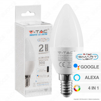 V-Tac Smart VT-5114 Lampadina LED Wi-Fi E14 4,5W Candela RGB+W