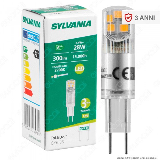 Sylvania Lampadina LED GY6.35 2,4W Tubolare - mod. 26536 Sylvania Lampadina LED GY6.35 2,4W Tubolare - mod. 26536