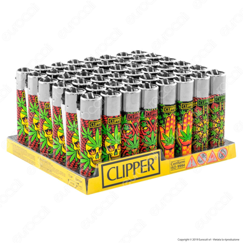 Clipper Large Fantasia Leaves Pattern 2 - Box da 48 Accendini