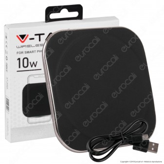 V-Tac VT-3525 Caricatore Wireless con Ricarica QI Output Massimo 10W Colore Nero - SKU 8911