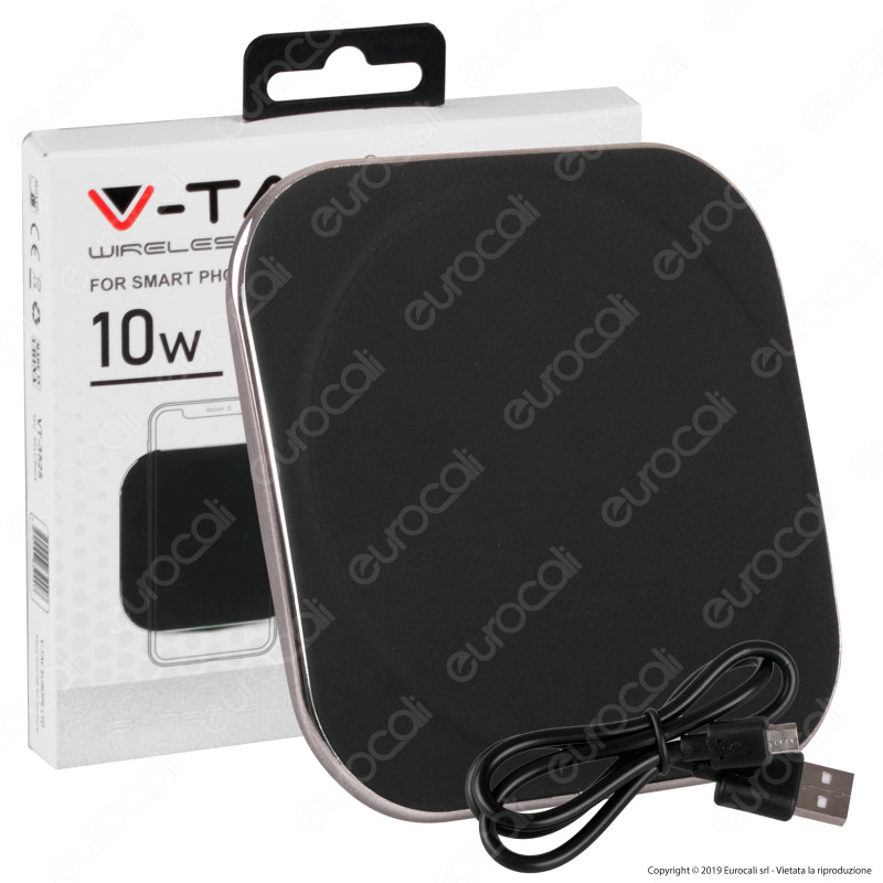V-Tac VT-3525 Caricatore Wireless con Ricarica QI Output Massimo 10W Colore Nero - SKU 8911 V-Tac VT-3525 Caricatore Wireless con Ricarica QI Output Massimo 10W Colore Nero - SKU 8911
