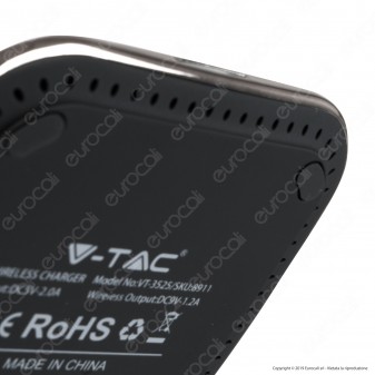 V-Tac VT-3525 Caricatore Wireless con Ricarica QI Output Massimo 10W Colore Nero - SKU 8911