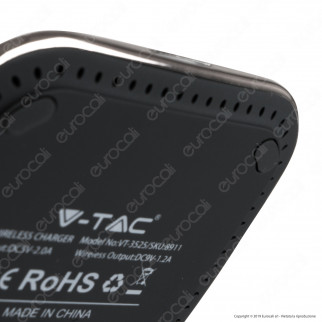 V-Tac VT-3525 Caricatore Wireless con Ricarica QI Output Massimo 10W Colore Nero - SKU 8911