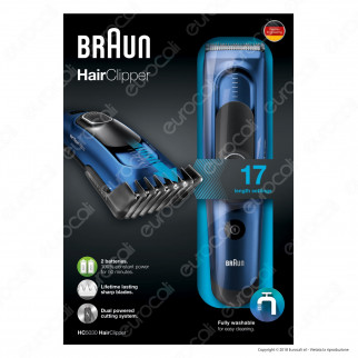 Braun Hair Clipper HC5030 Rasoio Tagliacapelli Elettrico con 17 Impostazioni di Lunghezza