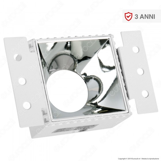 V-Tac VT-890 Portafaretto Quadrato da Incasso con Interno Cromato per Lampadine GU10 e GU5.3 - SKU 8880 V-Tac VT-890 Portafaretto Quadrato da Incasso con Interno Cromato per Lampadine GU10 e GU5.3 - SKU 8880