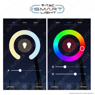 V-Tac Smart VT-5113 Lampadina LED Wi-Fi E27 11W Bulb A60 RGB+W 4in1