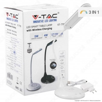 V-Tac VT-7705 Lampada da Tavolo LED 4W Multifunzione Stazione