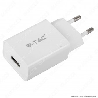 V-Tac VT-5371 Caricabatteria USB da Viaggio con Cavo Micro USB Colore