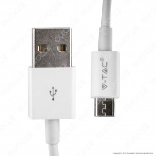 V-Tac VT-5371 Caricabatteria USB da Viaggio con Cavo Micro USB Colore