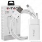 V-Tac VT-5372 Caricabatteria USB da Viaggio con Cavo USB Type-C Colore Bianco - SKU 8647