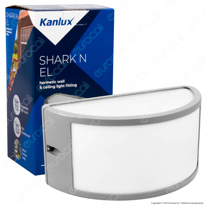 Kanlux Shark N El Portalampada da Muro IP44 per Lampadine E27 con